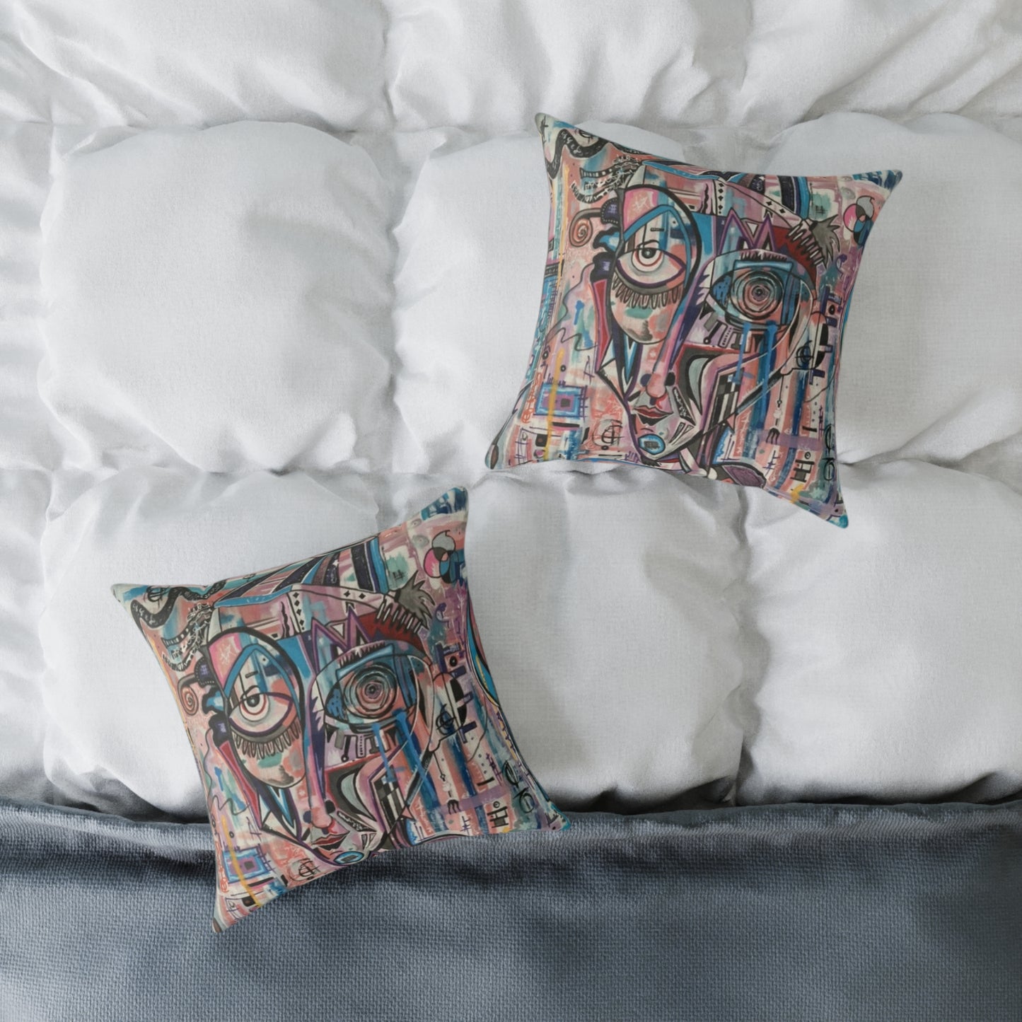 Square Abstract Art Poly Canvas Pillow