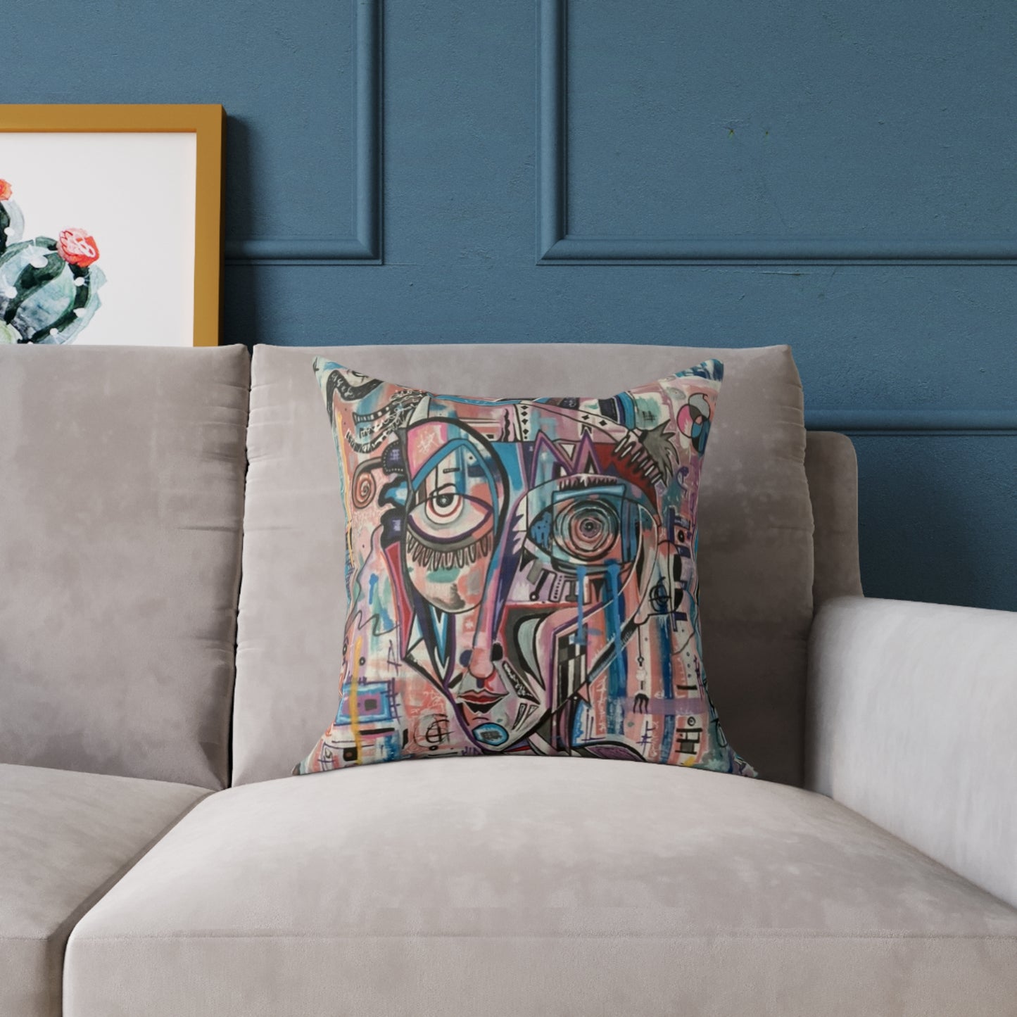 Square Abstract Art Poly Canvas Pillow