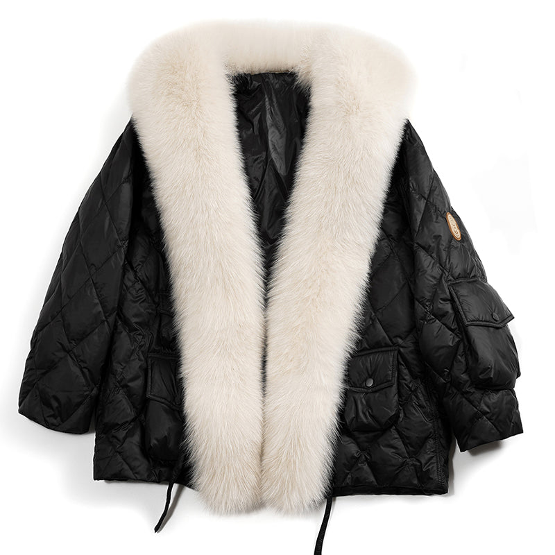 Leather Fur Imitation Parker Down Jacket