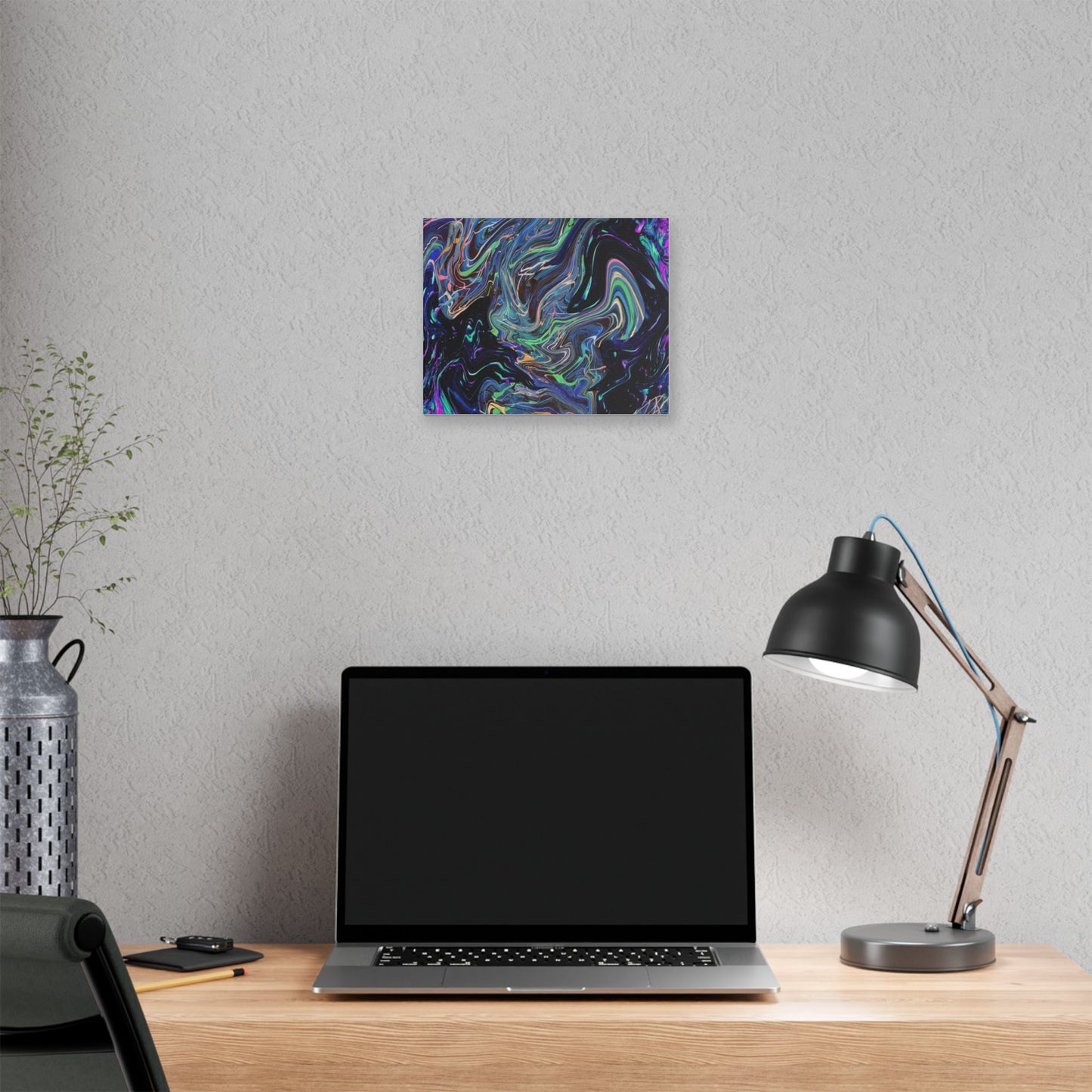 Abstract Neon Marble Canvas Wall Art — Psychedelic Swirl Stretched Canvas