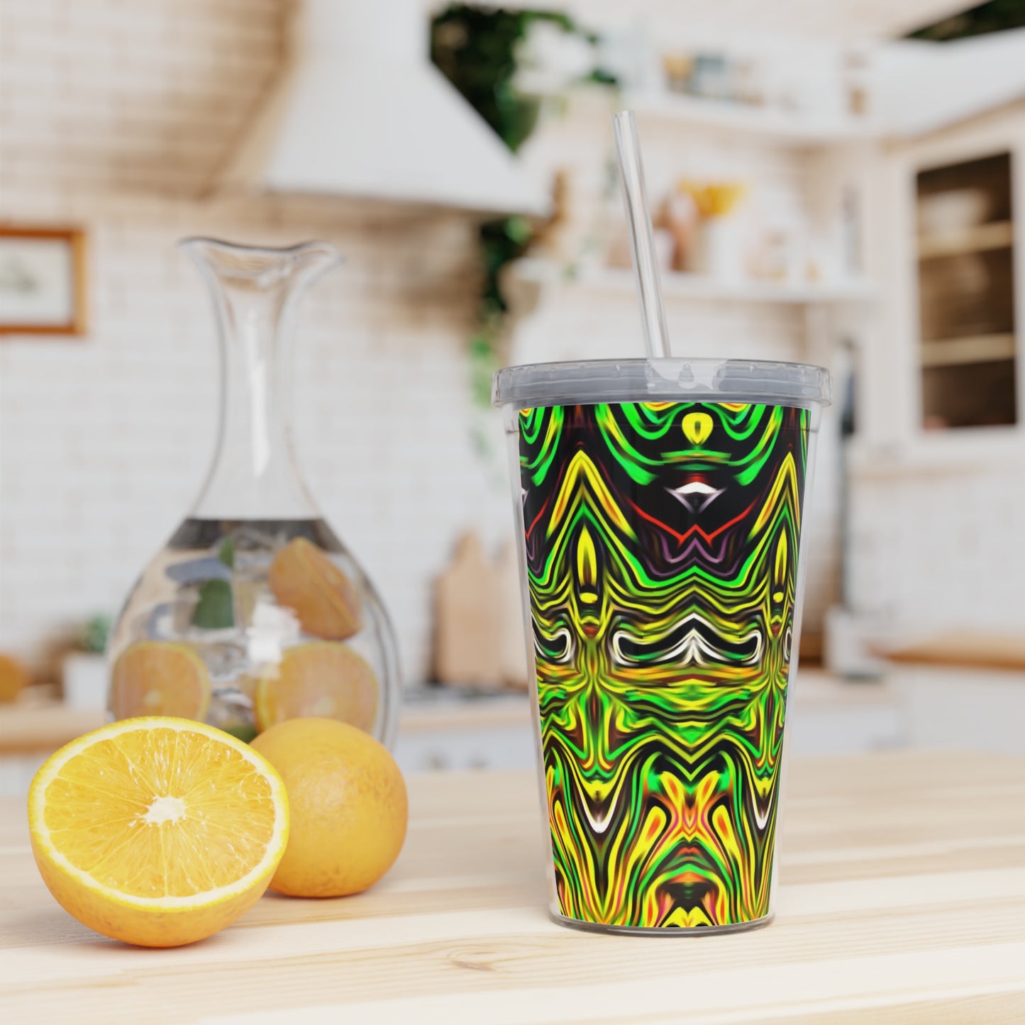 Plastic Tumbler with Straw