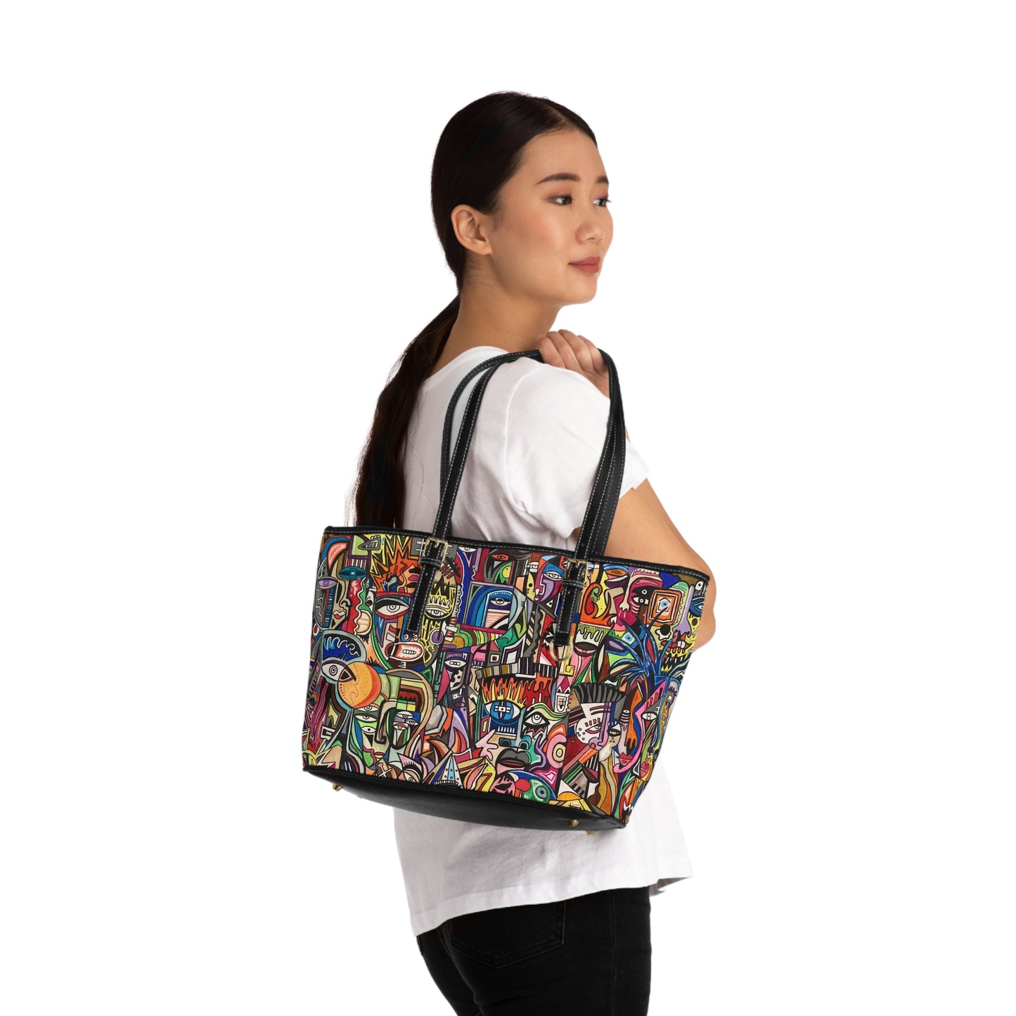 Shoulder Bag - Colourful Artistic Unique Faces Design