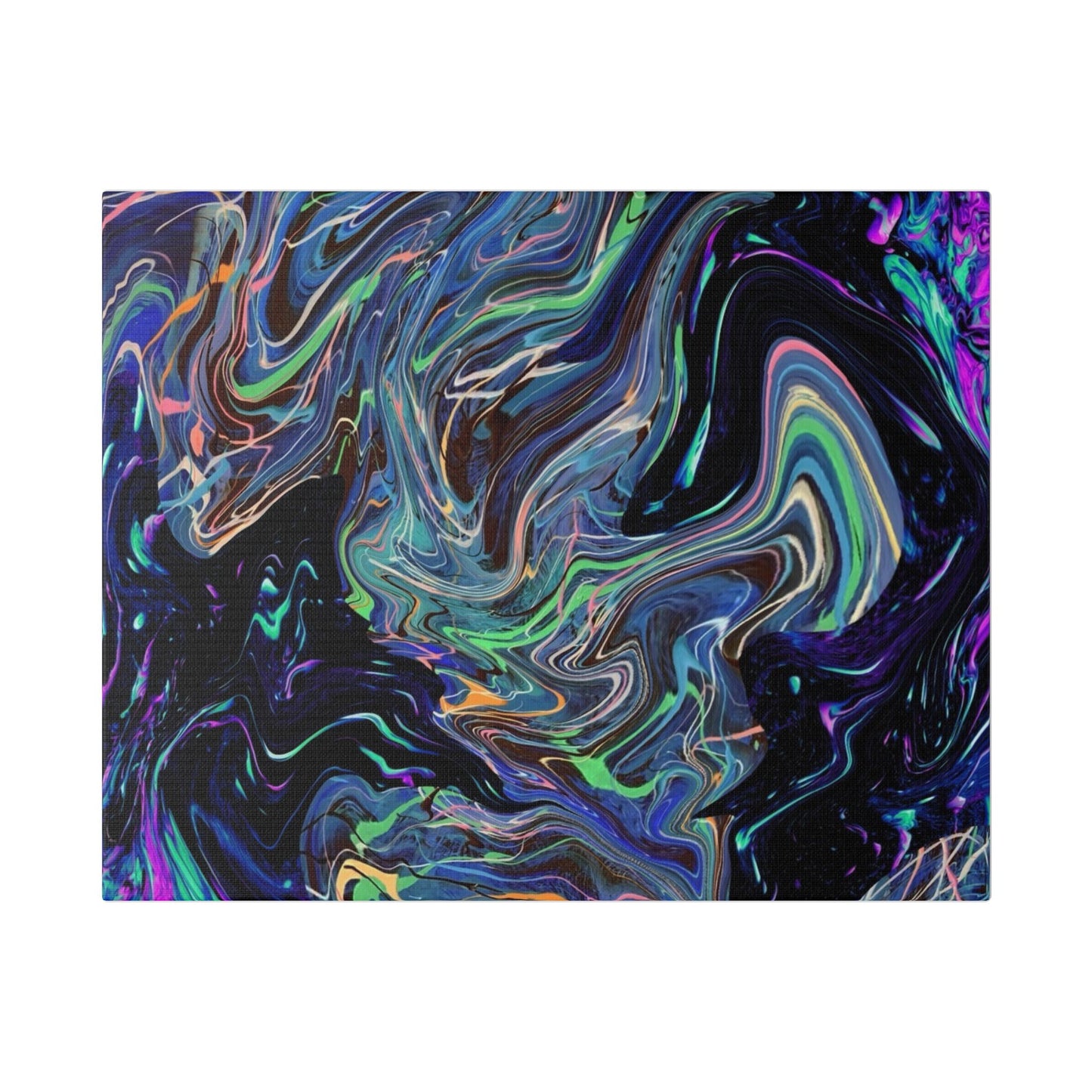 Abstract Neon Marble Canvas Wall Art — Psychedelic Swirl Stretched Canvas