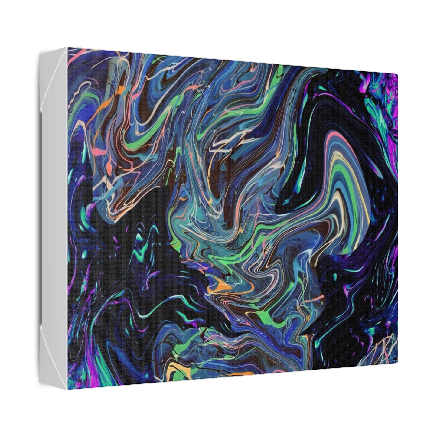 Abstract Neon Marble Canvas Wall Art — Psychedelic Swirl Stretched Canvas