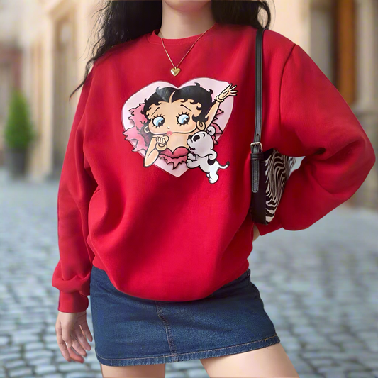 American Vintage Cartoon Print Girl's Pullover