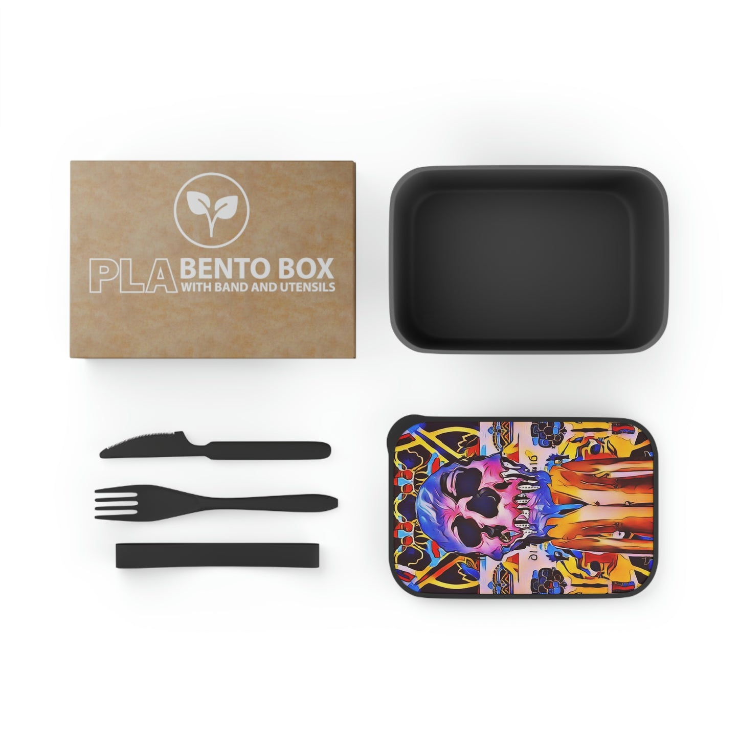 Skull Art PLA Bento Box with Band and Utensils