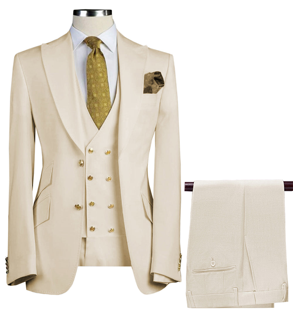 Men Suits 3 Pieces Slim Fit Business Suits Groom Army Green Nobledos for Formal Wedding suit(Blazer+Pants+Vest)