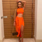 Women Crop Top ytwop piece Long split skirt