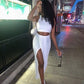 Women Crop Top ytwop piece Long split skirt