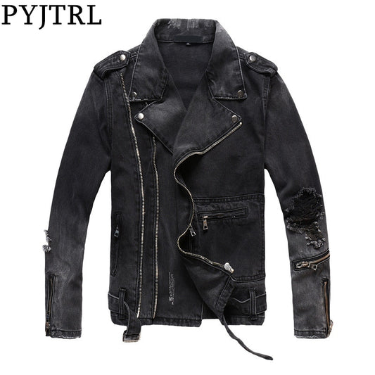 PYJTRL  Thick Vintage Holes Ripped Distressed Coat