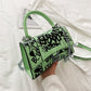 Graffiti painted leather crossbody bag